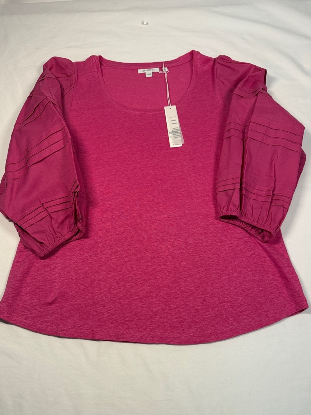 Chico's W8 100% Linen Top with 3/4 Linen SLV in Bahamian Pink NWT